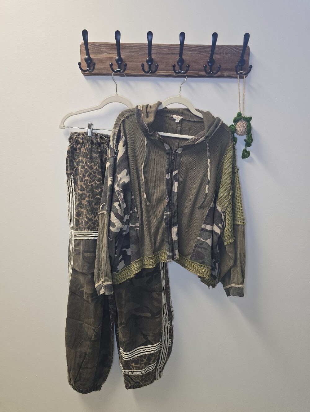 POL Olive Camo Mixed-Print Hoodie and Jogger Custom Coordinated Set